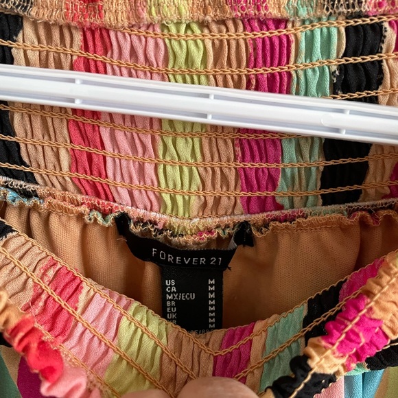 CHIFFON WAVY PRINT WIDE LEG PANTS SMOCKED WAIST PINK BLUE YELLOW BLACK ORANGE - Picture 6 of 8